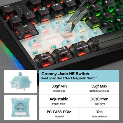 EPOMAKER HE108 Wireless Gaming Keyboard, 8K Polling & 10000Mah, SOCD & DKS, Full-Sized Hall Effect Keyboard with Rapid Triggering, Custom Driver RGB Backlit PBT Keycap Gaming Accessories Keyboards for Gaming Tiktokshopstockup