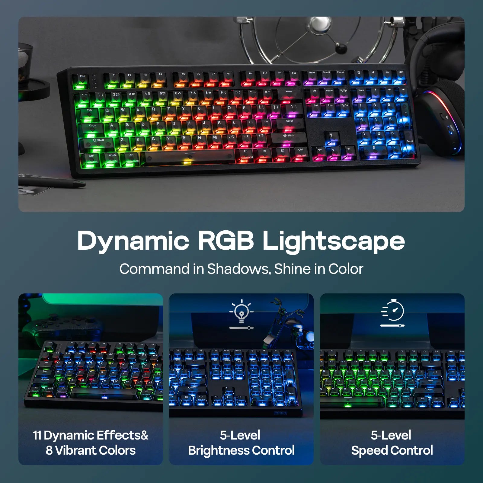 EPOMAKER HE108 Wireless Gaming Keyboard, 8K Polling & 10000Mah, SOCD & DKS, Full-Sized Hall Effect Keyboard with Rapid Triggering, Custom Driver RGB Backlit PBT Keycap Gaming Accessories Keyboards for Gaming Tiktokshopstockup