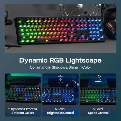 EPOMAKER HE108 Wireless Gaming Keyboard, 8K Polling & 10000Mah, SOCD & DKS, Full-Sized Hall Effect Keyboard with Rapid Triggering, Custom Driver RGB Backlit PBT Keycap Gaming Accessories Keyboards for Gaming Tiktokshopstockup
